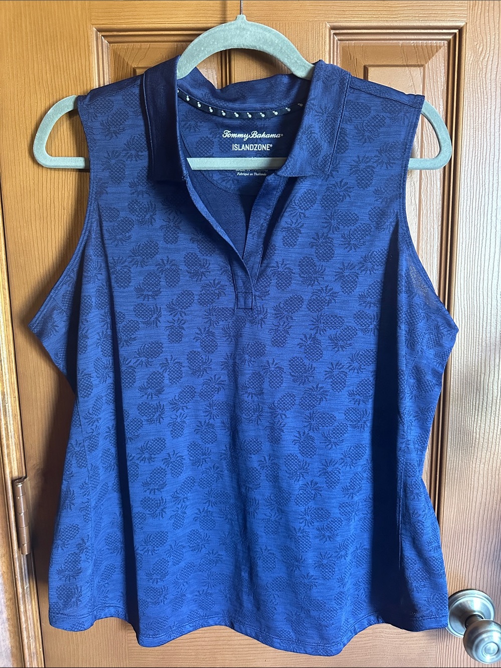 Women’s Tommy Bahama IslandZone Palm Coast Blue Sleeveless Polo Top, sz Large